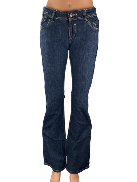 Dereon Denim - Dereon Womens Dark Blue Mid Rise Bell Bottom Bootcut Flare Denim Jeans Pants 5/6
